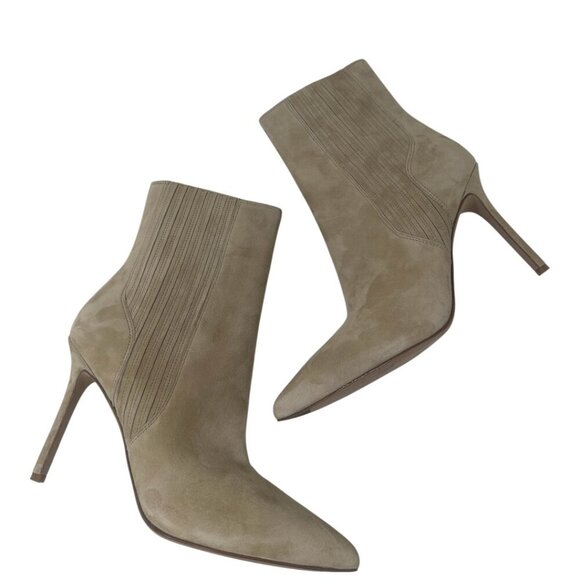 New Veronica Beard Lisa 95mm Sand Suede Leather Pointed Toe Chelsea Boots Size 8 - Picture 6 of 13